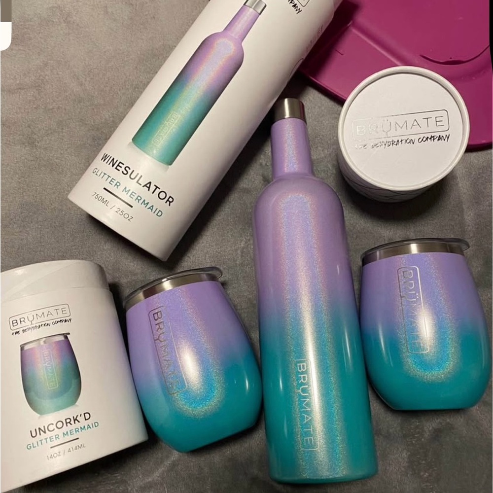 BrüMate Glitter Mermaid Winesulator and Tumbler Set Brand New